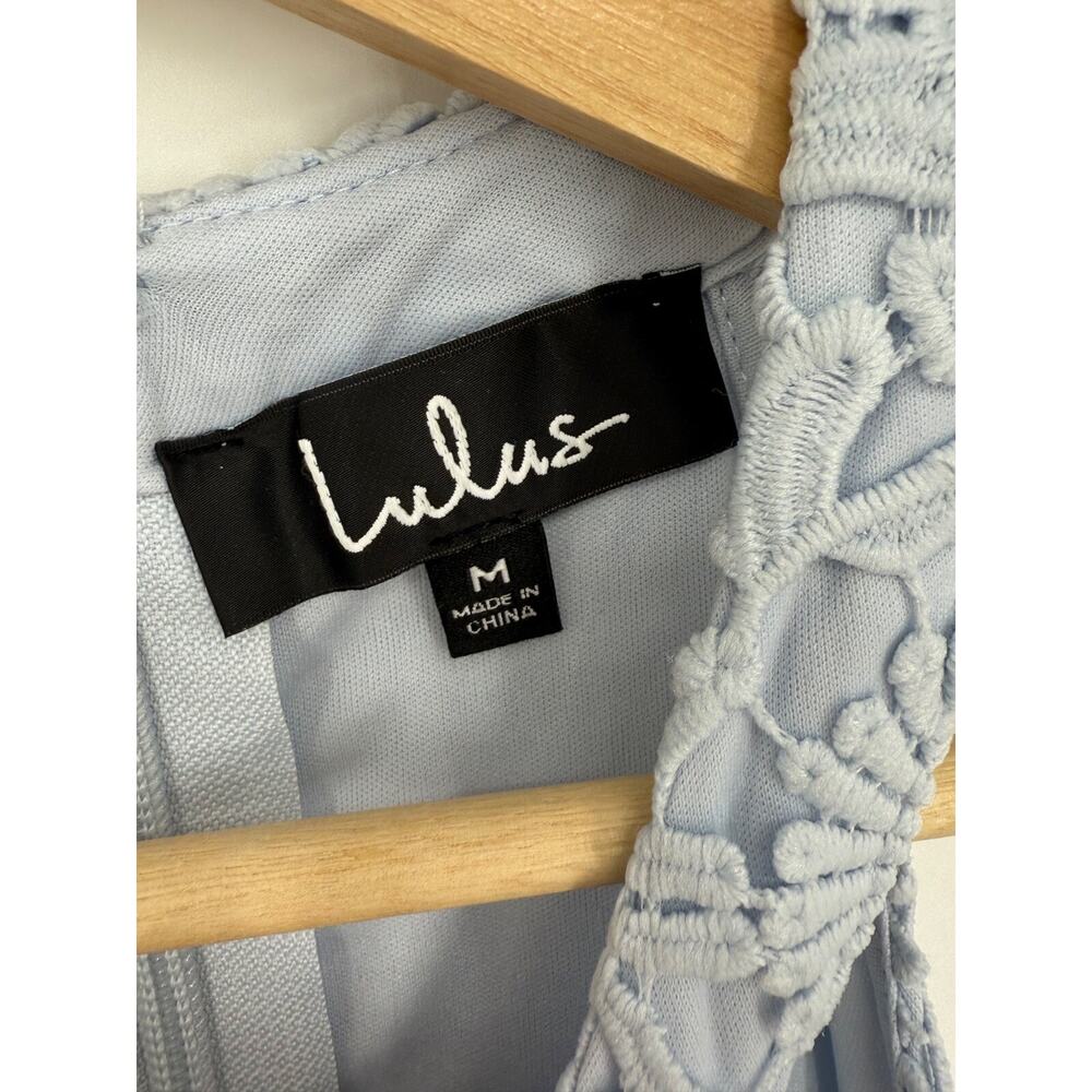 Lulus Love Poem Lace Mini Dress in Light Blue Size MEDIUM M 35" Long, 2770 - Picture 4 of 7